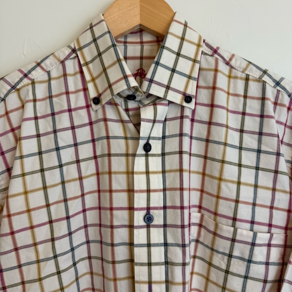 Rainbow Plaid Button Down Men's Small - Picture 2 of 9